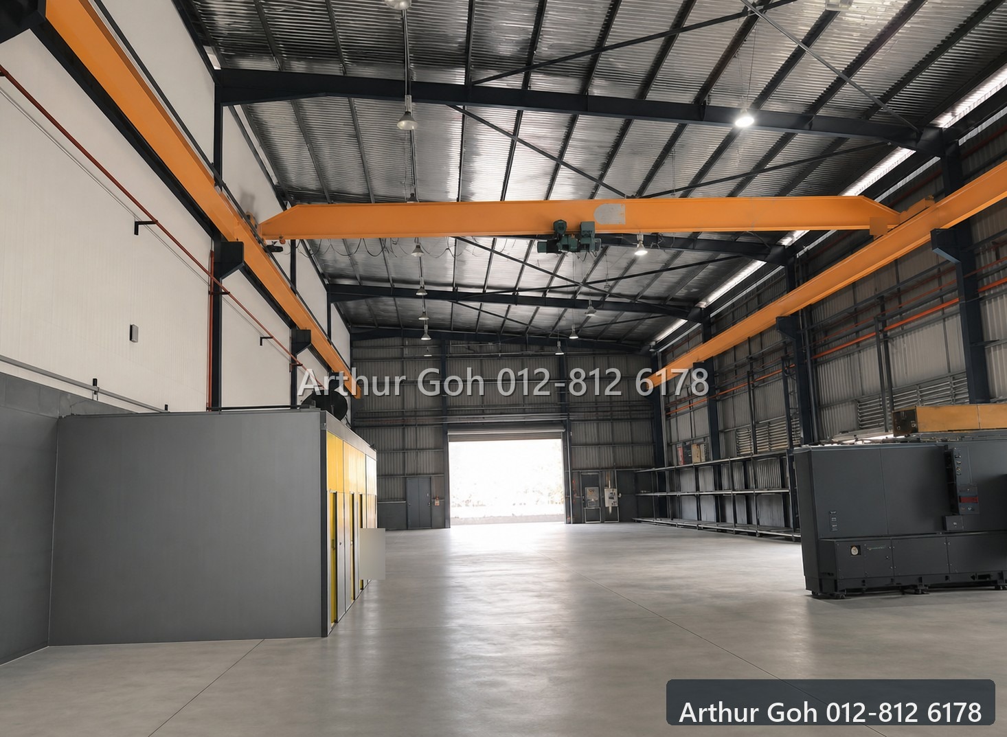 Spacious detached factory warehouse with overhead crane