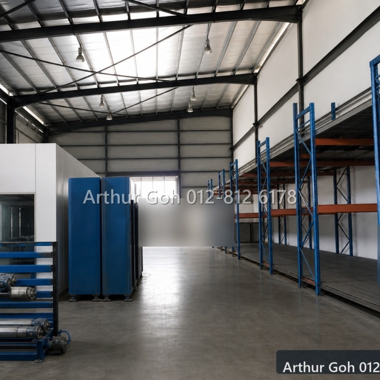 Warehouse interior with storage racking and equipment