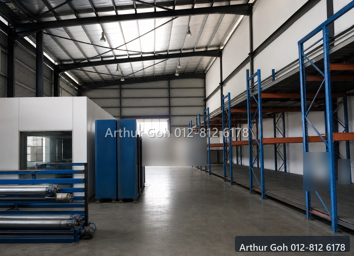 Warehouse interior with storage racking and equipment