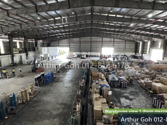 Elevated view of spacious industrial warehouse floor