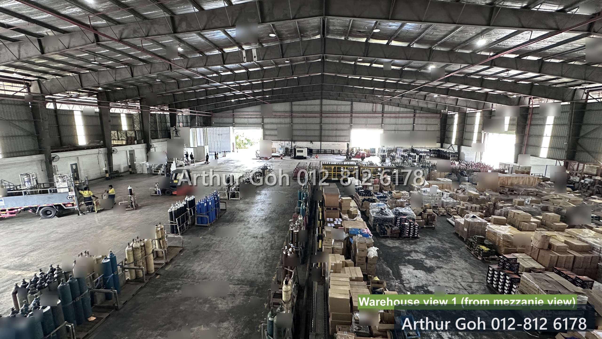 Elevated view of spacious industrial warehouse floor
