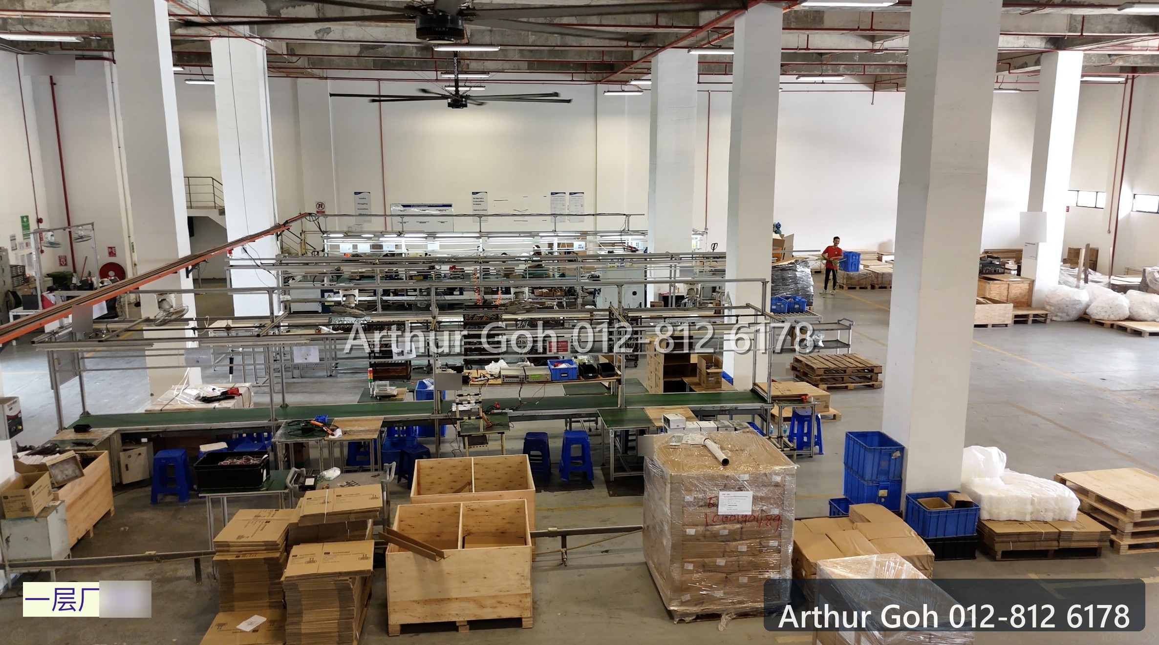 First-floor industrial workspace viewed from above