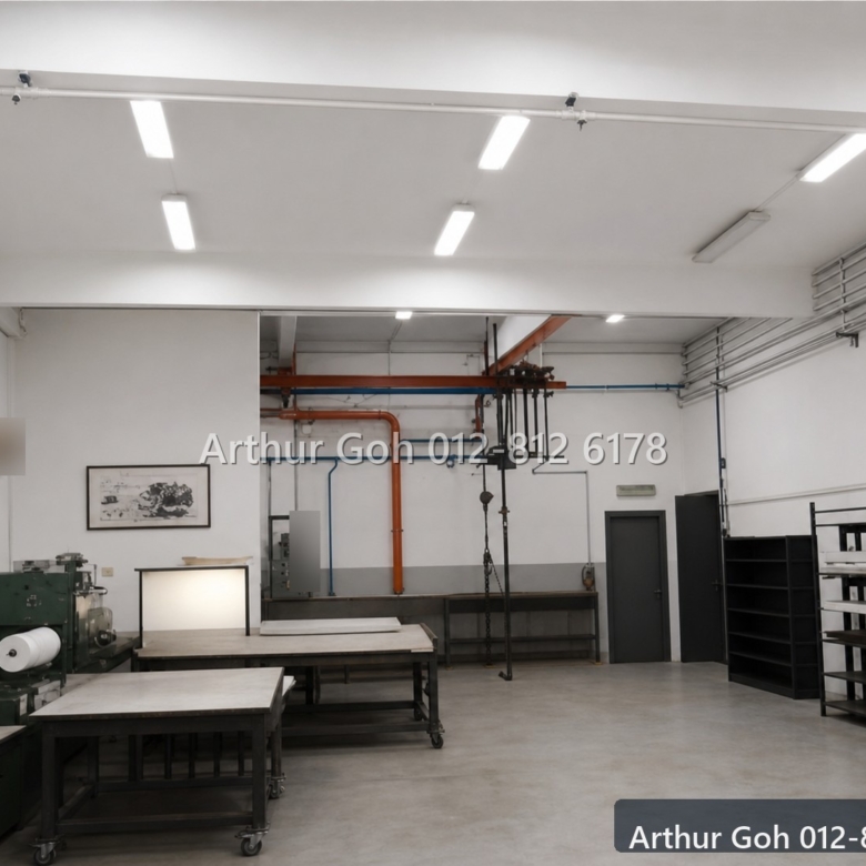Industrial work area with utility installation