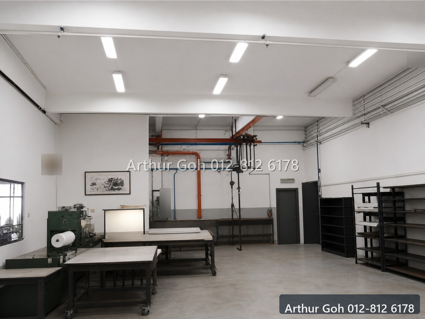 Industrial work area with utility installation