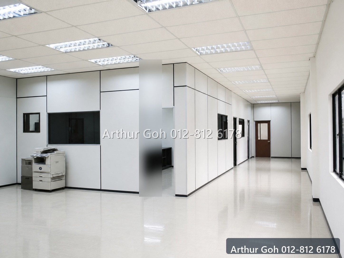 Bright office corridor and work rooms