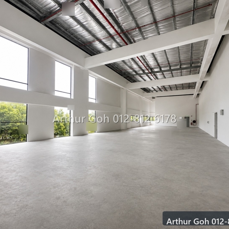 First-floor office interior with high ceiling